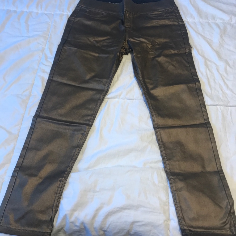 Laurie Felt Eden Leatherette Leggings side large in a brown copper color